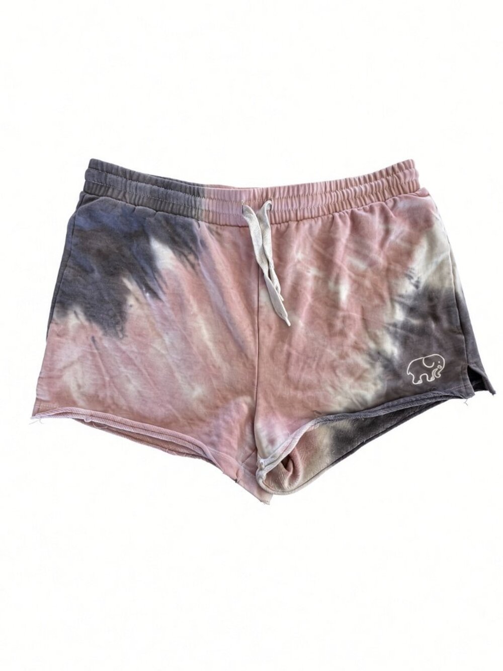Ivory Ella Tie Dye Lounge Shorts M Pink Gray Elephant Logo Drawstring